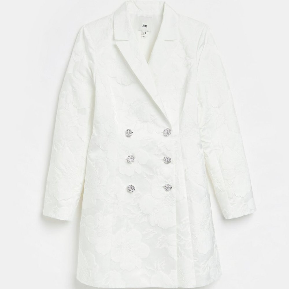 River Island White Jacquard Blazer Dress